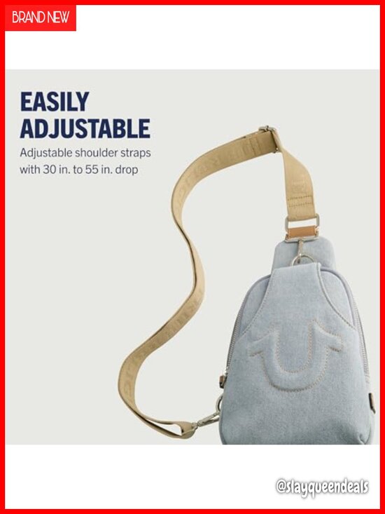 True Religion Denim Sling Bag - Adjustable Crossbody Strap Travel Backpack main image 5